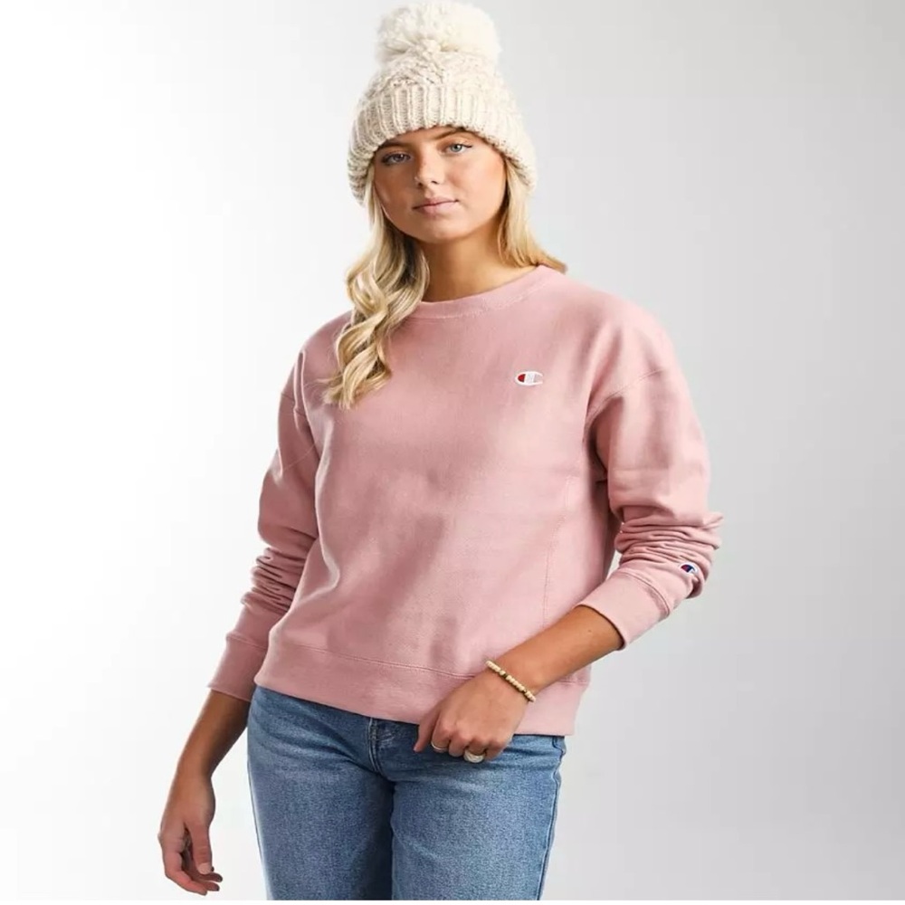 Champion Reverse Weave Crewneck in Light Pink